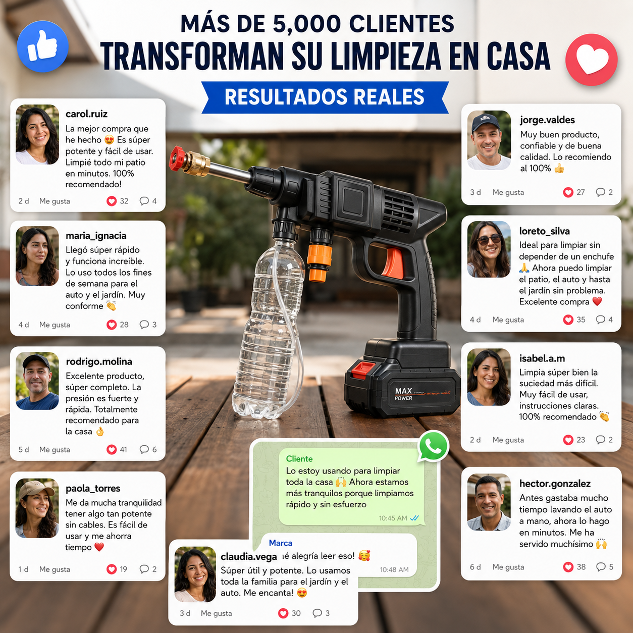 Hidrolavadora Portátil Más Versátil Autos, Jardín y Piscina